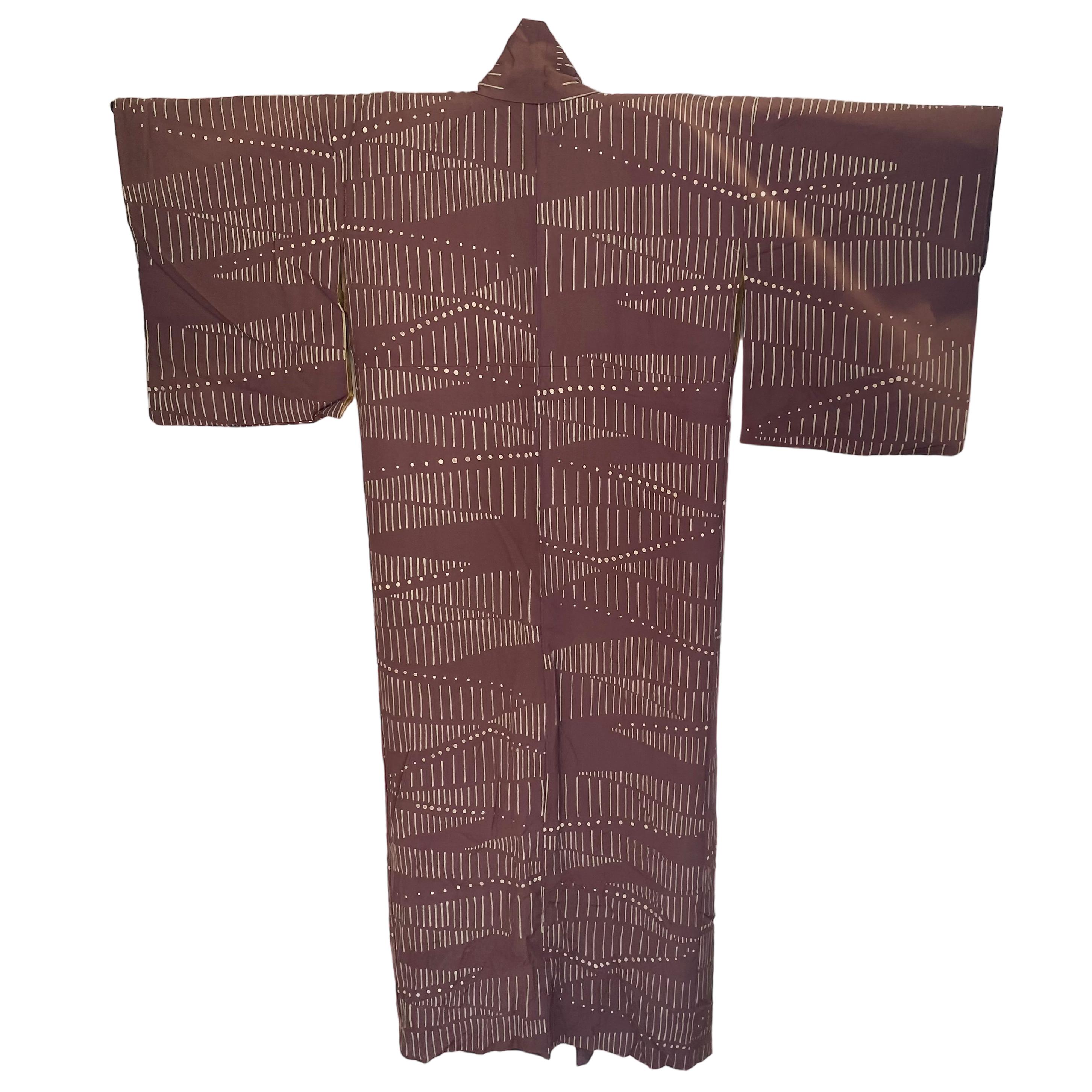 Japanese Unisex Silk Print Vintage Kimono For Sale 3