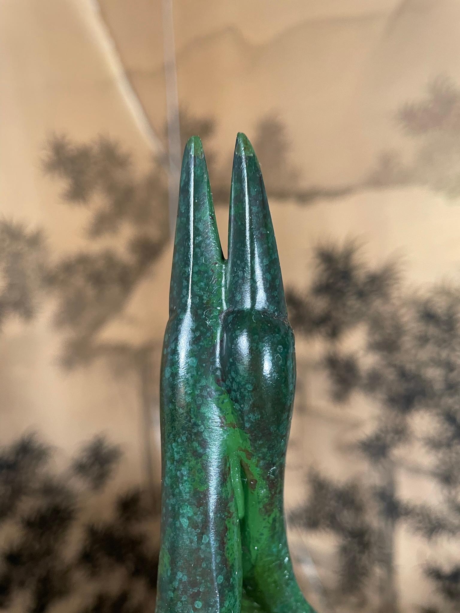 Japanese Unusual Bronze Mating Double Cranes Bud Vase, Signed Box 3