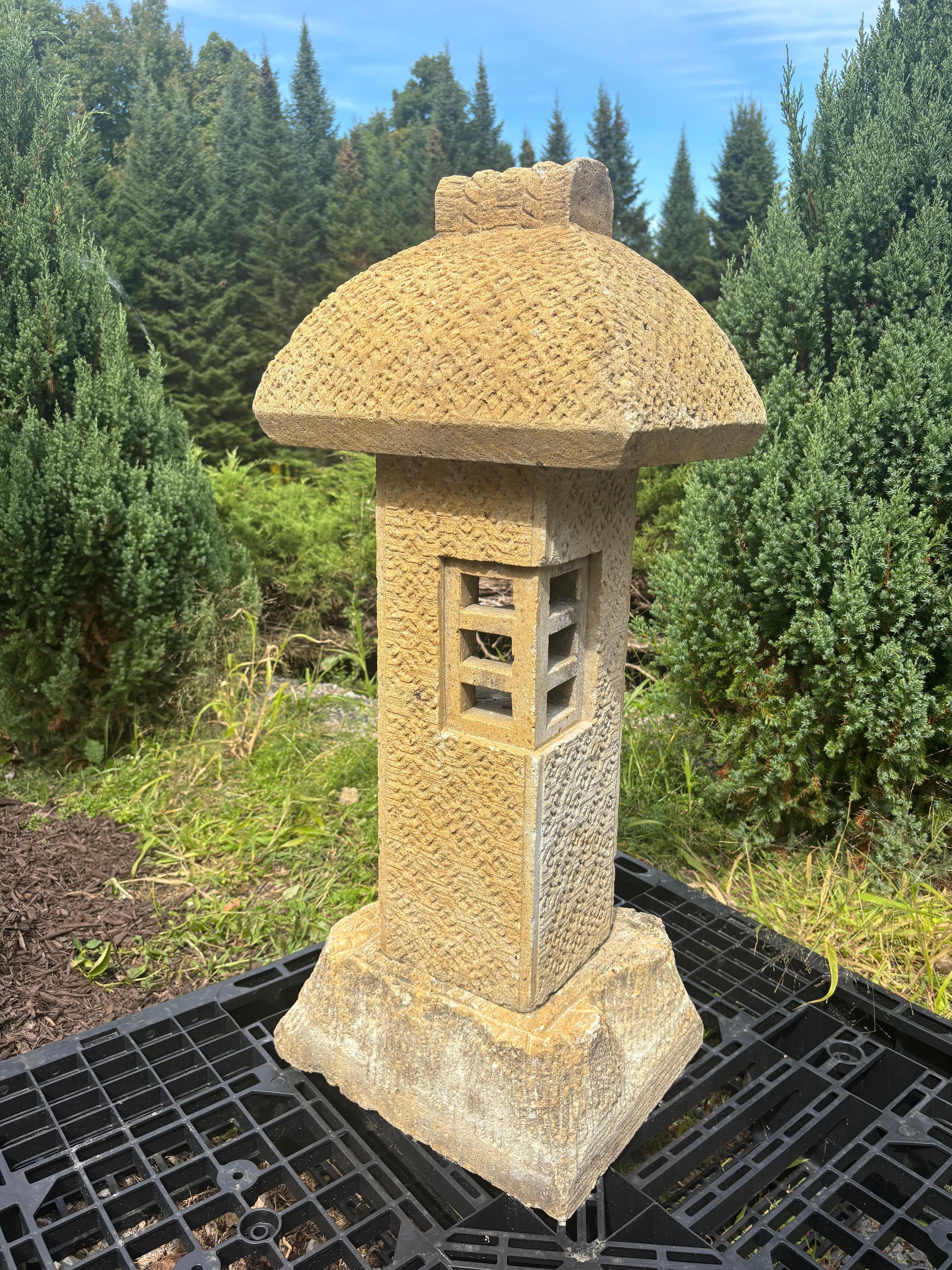 Showa Japanese unusual Stone Driveway and Walkway lantern For Sale