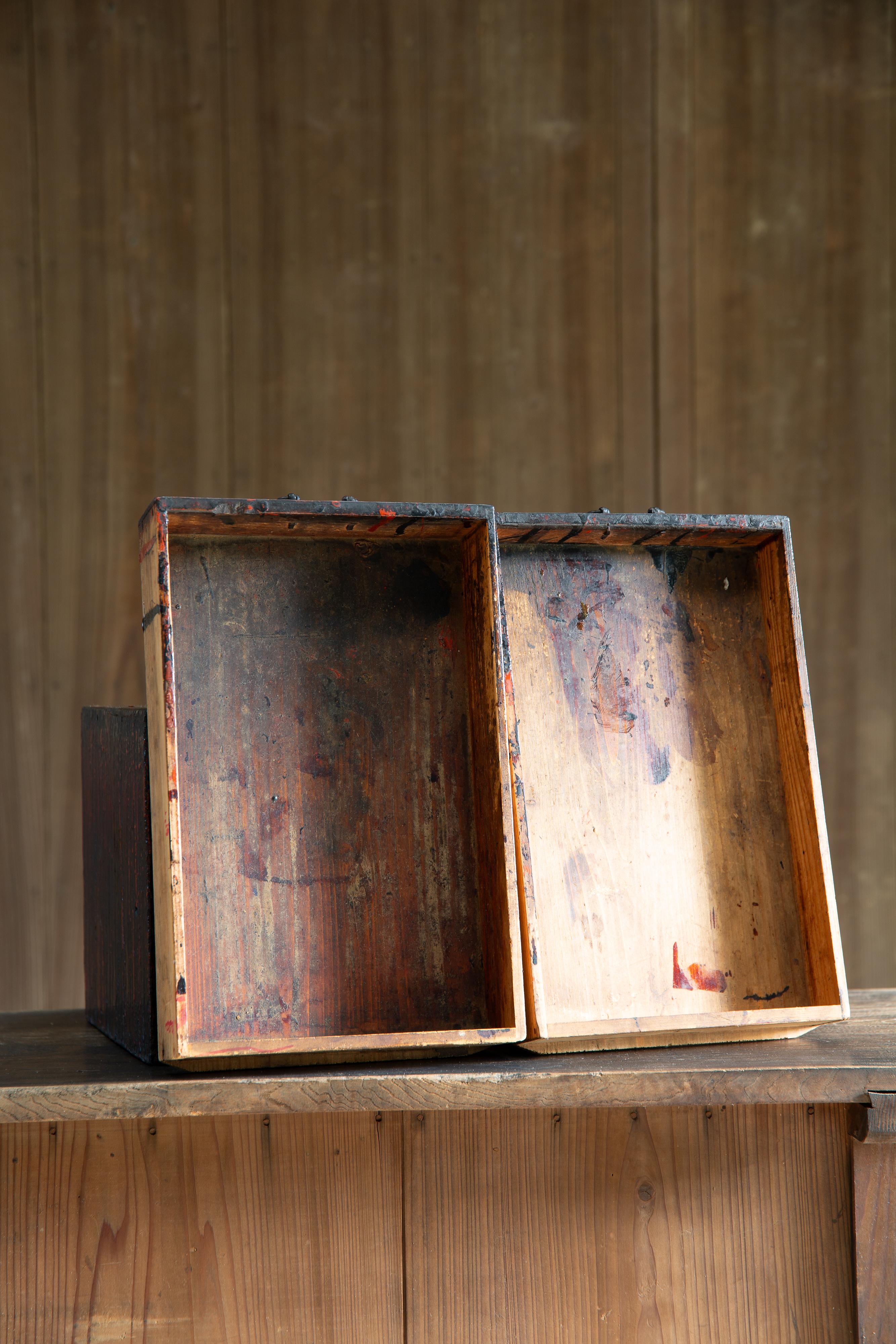 Japanese Urushi craftsman's workbench w/ drawers, box chest of drawers wabi sabi For Sale 10