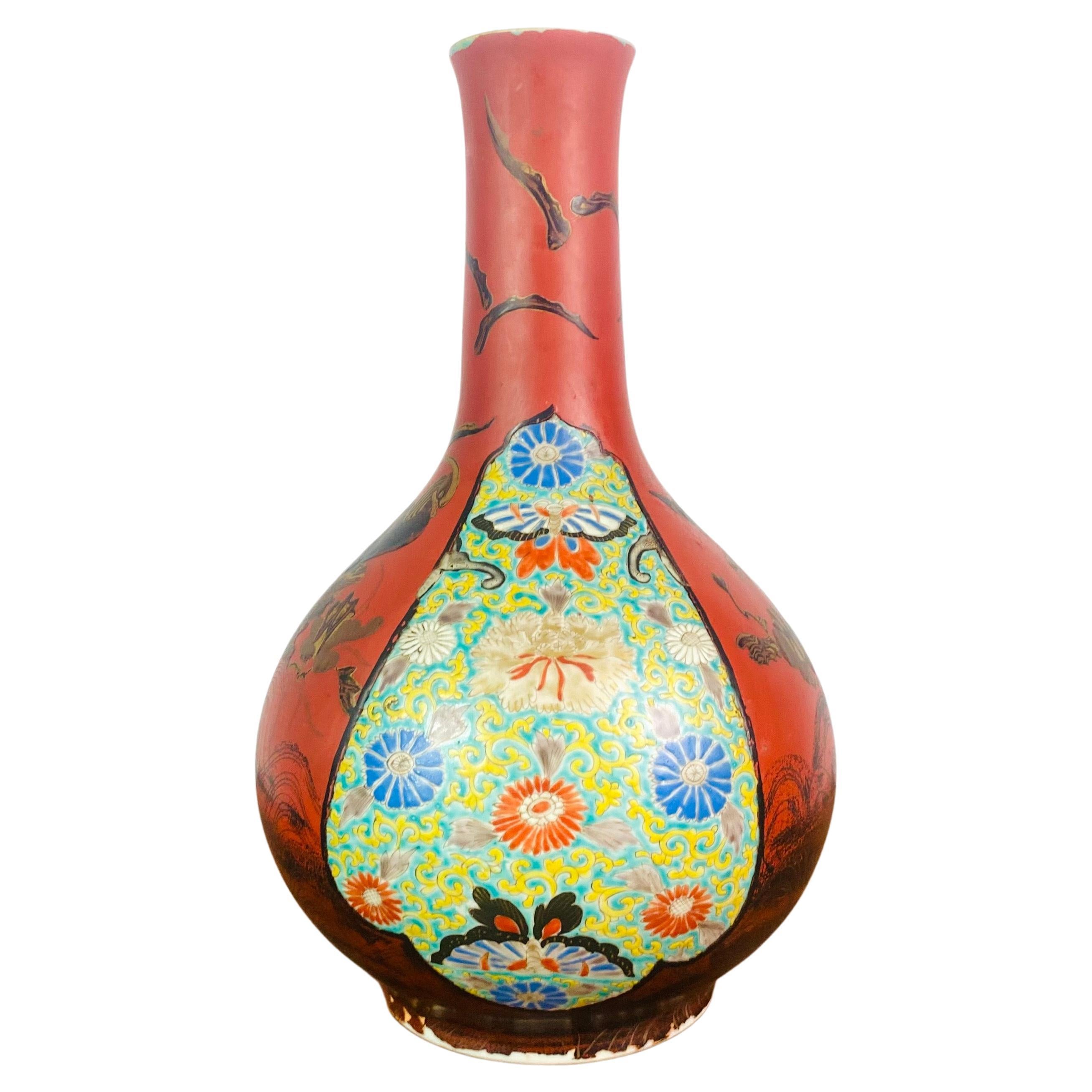 Japanese Vase Lacquered Porcelain Imari Arita Hichozan Shinpo - Japan Meiji 19th In Good Condition For Sale In Beuzevillette, FR