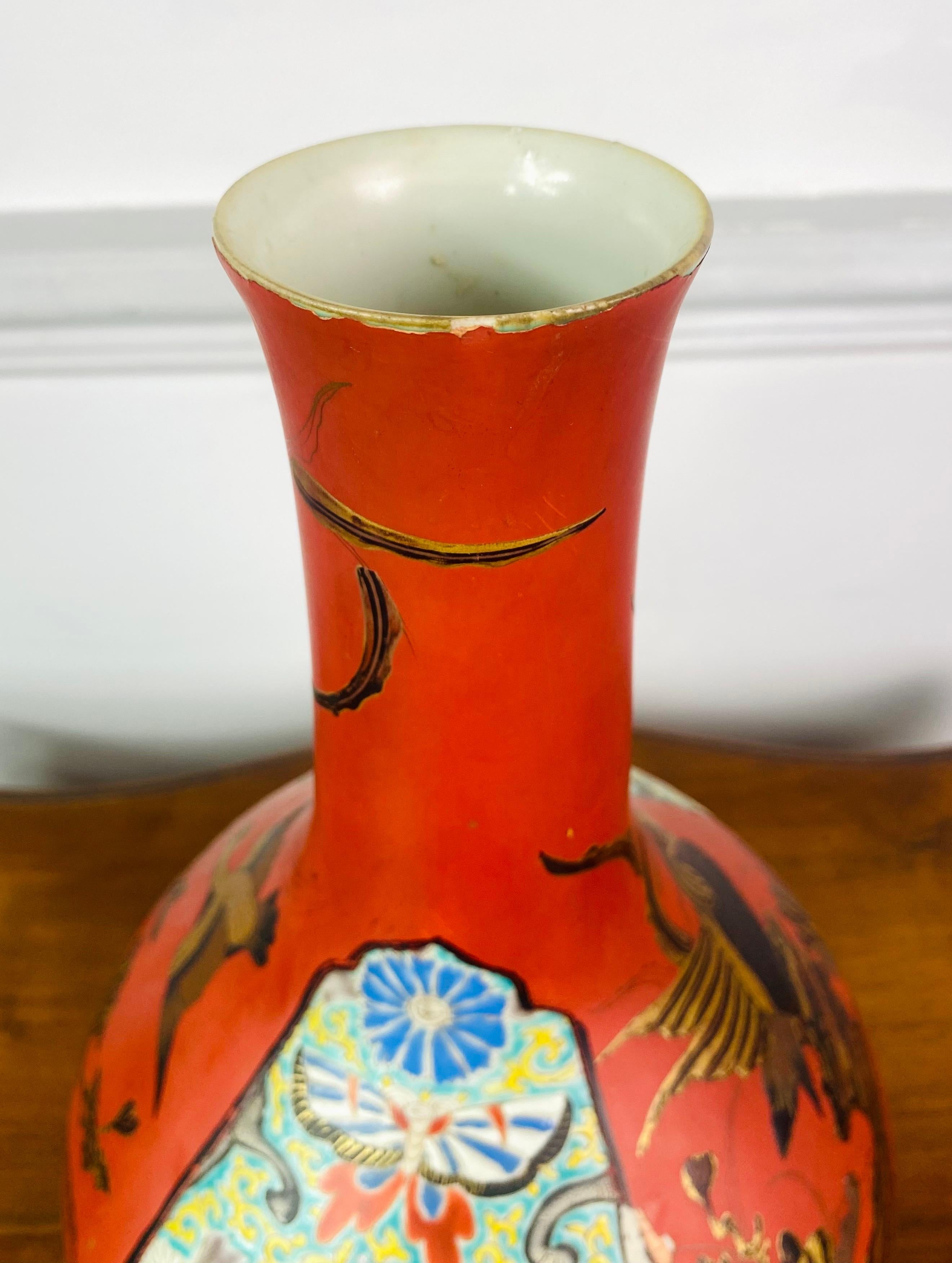 Japanese Vase Lacquered Porcelain Imari Arita Hichozan Shinpo - Japan Meiji 19th For Sale 4