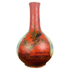 Vintage Japanese Vase Lacquered Porcelain Imari Arita Hichozan Shinpo - Japan Meiji 19th