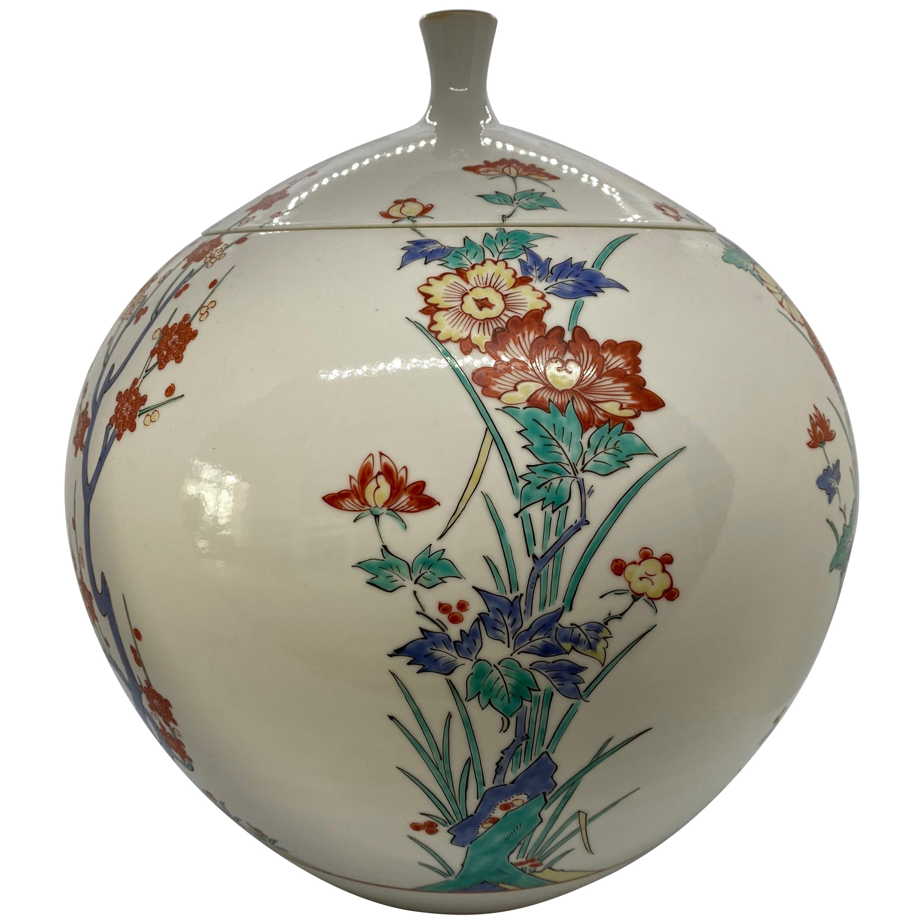 Japanische japanische Vase mit Deckel, frühes 20. Jahrhundert