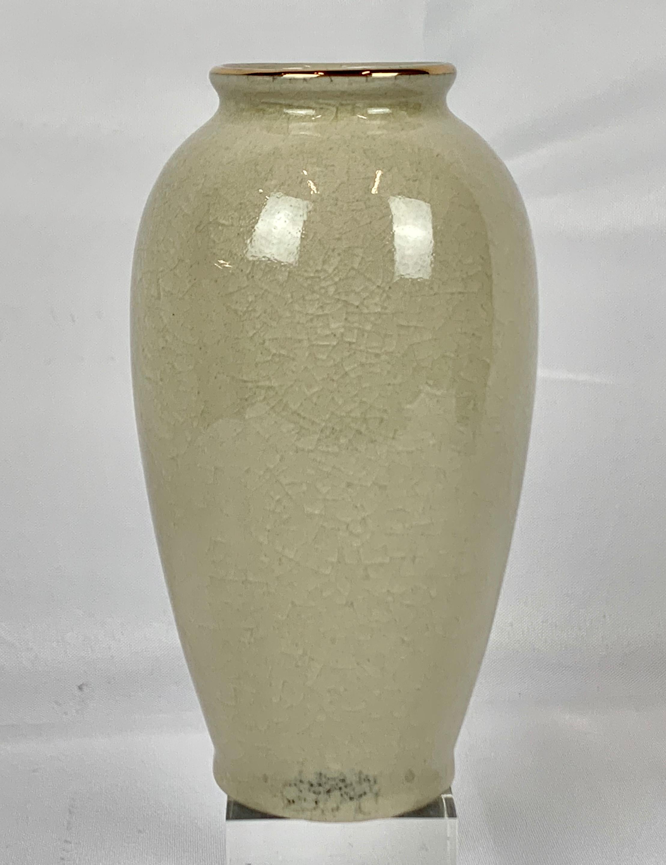 Ceramic Vase with Delicate Hand Painted Floral Spray on Neutral Ground-Japan, early 20th For Sale