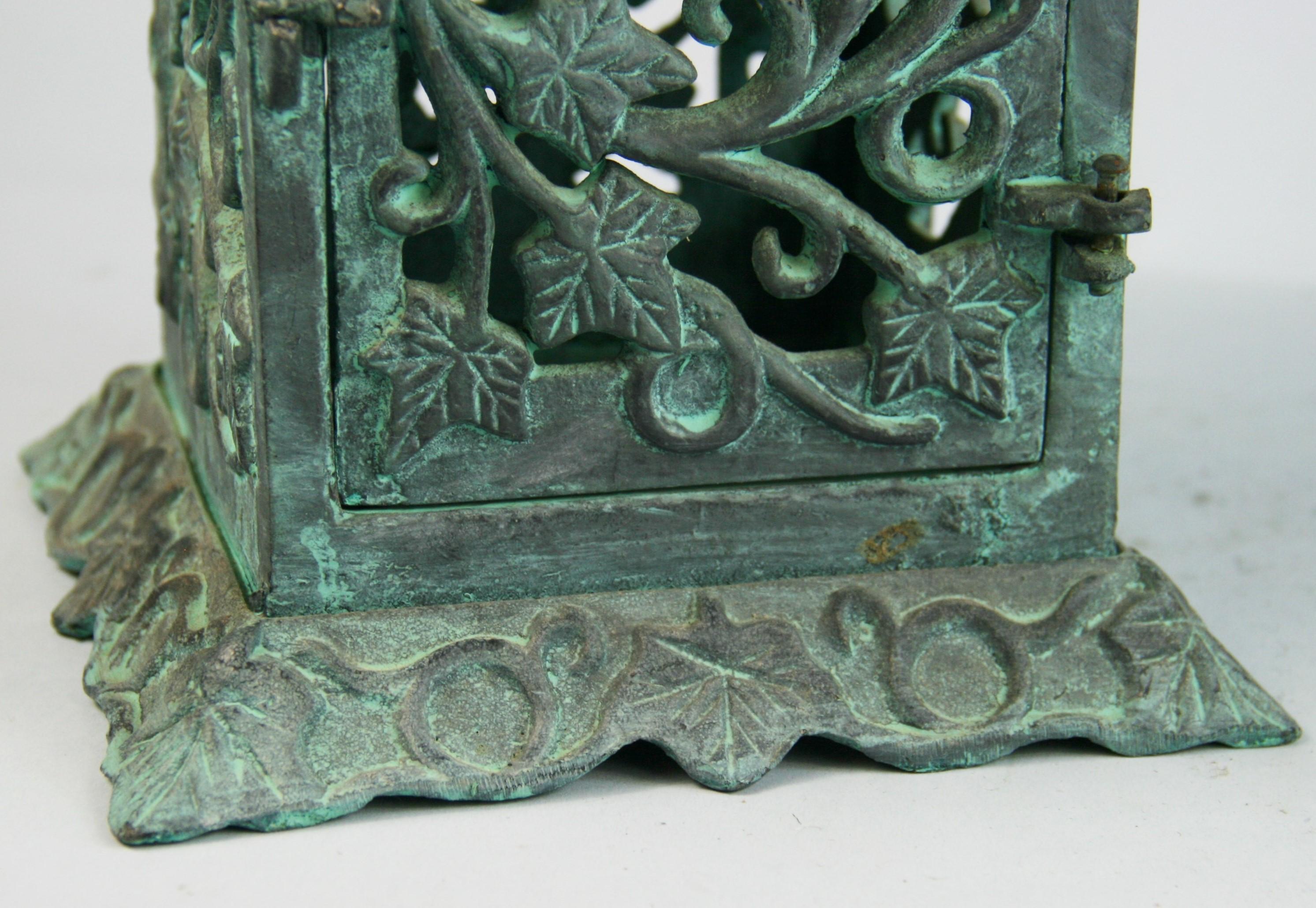 Asian Japanese Garden Verdigris Pagoda Cast iron Candle Lantern