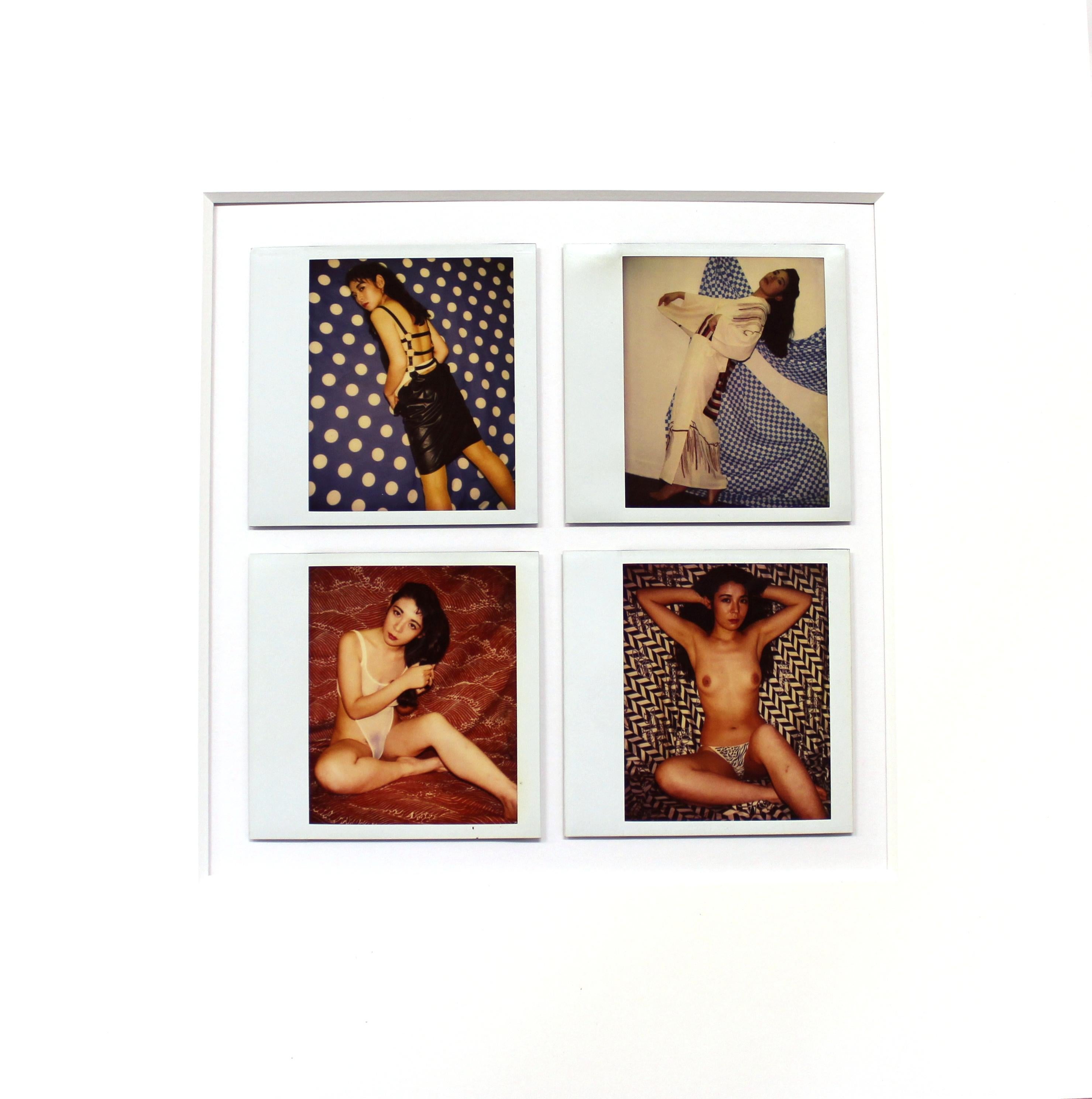 Japanese 1980s Postmodern vernacular erotic and nude Polaroids, unsigned, by an unknown photographer, in the style of Nobuyoshi Araki. The Polaroids are grouped in sets of four on unframed matte boards. There is a total of 22 sets, each at an