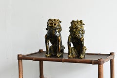 Japanese Very Old Pottery Komainu 'Lions'/1750-1850/Edo/ Aichi Prefecture