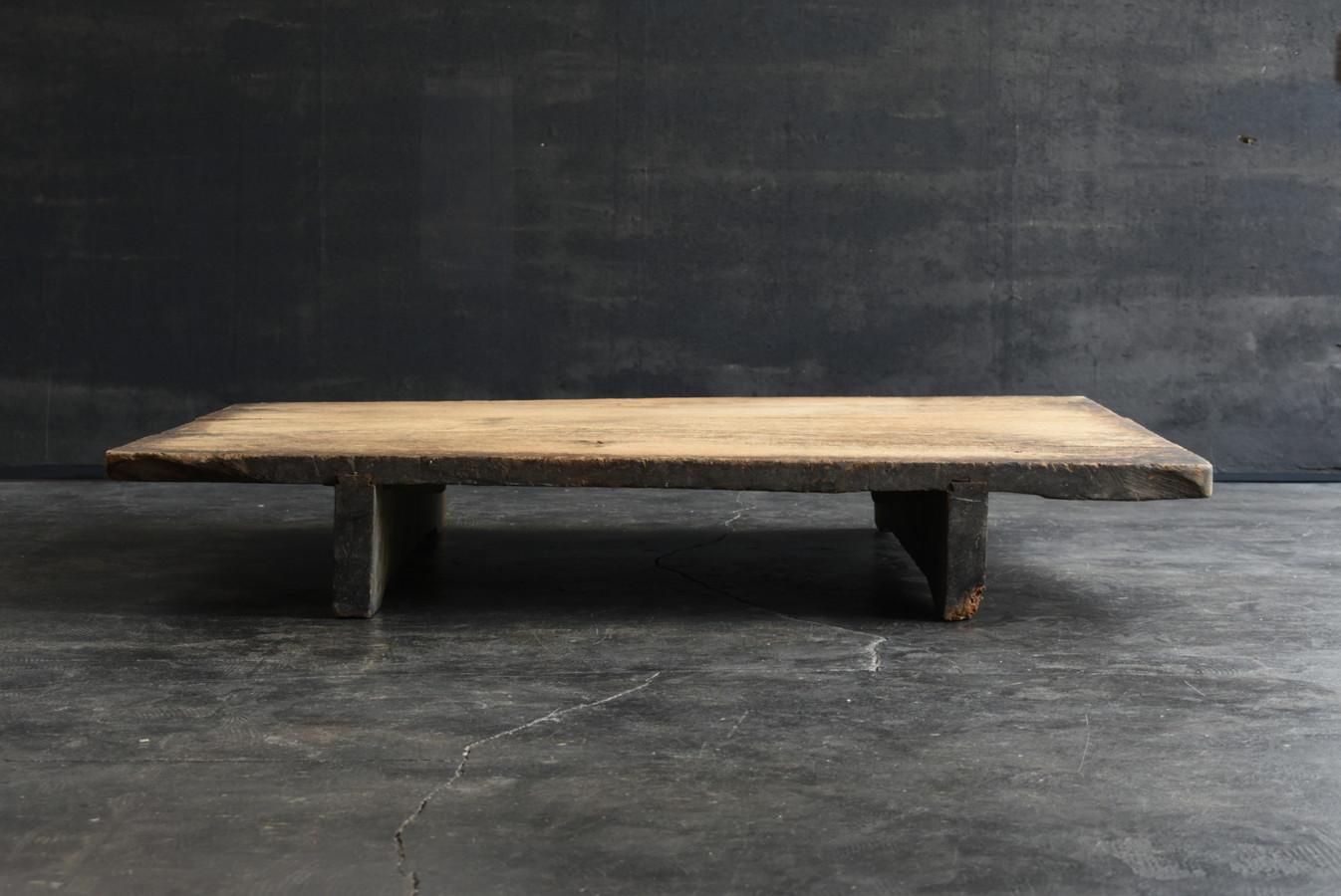 Japanese Very Old Wooden Low Table/1868-1920/Wabisabi Table/Exhibition Stand 1