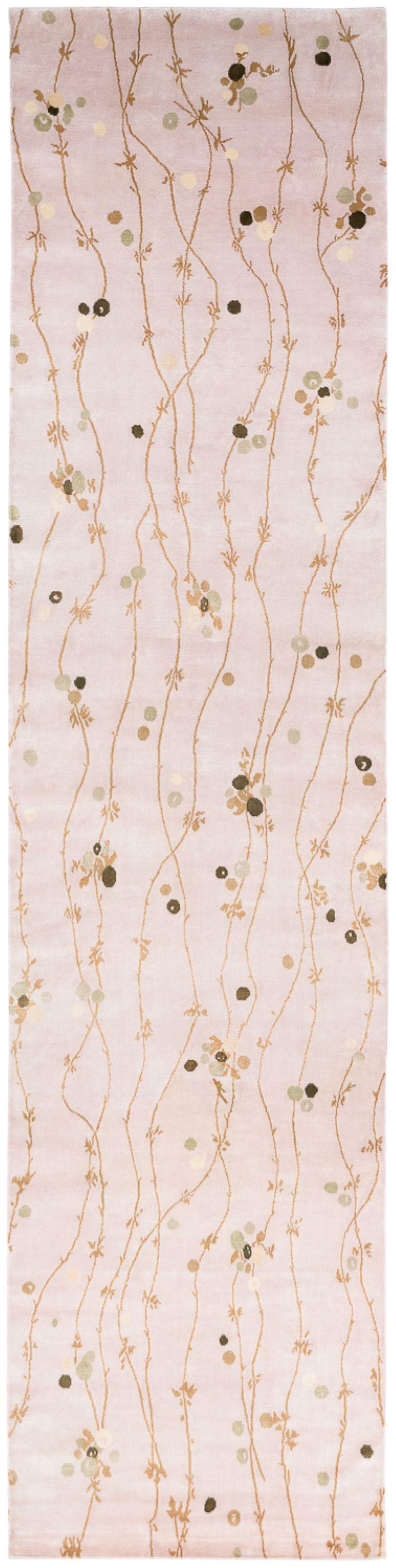 Japanese Vine Abstract Organic Luxury Silk Runner Rug by Joseph Carini For Sale 3