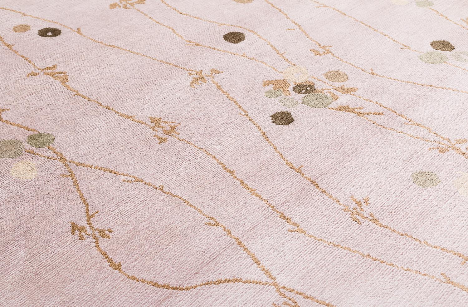 Vegetable Dyed Japanese Vine Abstract Organic Luxury Silk Runner Rug by Joseph Carini For Sale