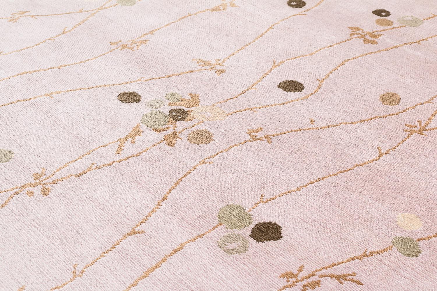 Japanese Vine Abstract Organic Luxury Silk Runner Rug by Joseph Carini In New Condition For Sale In New York, NY