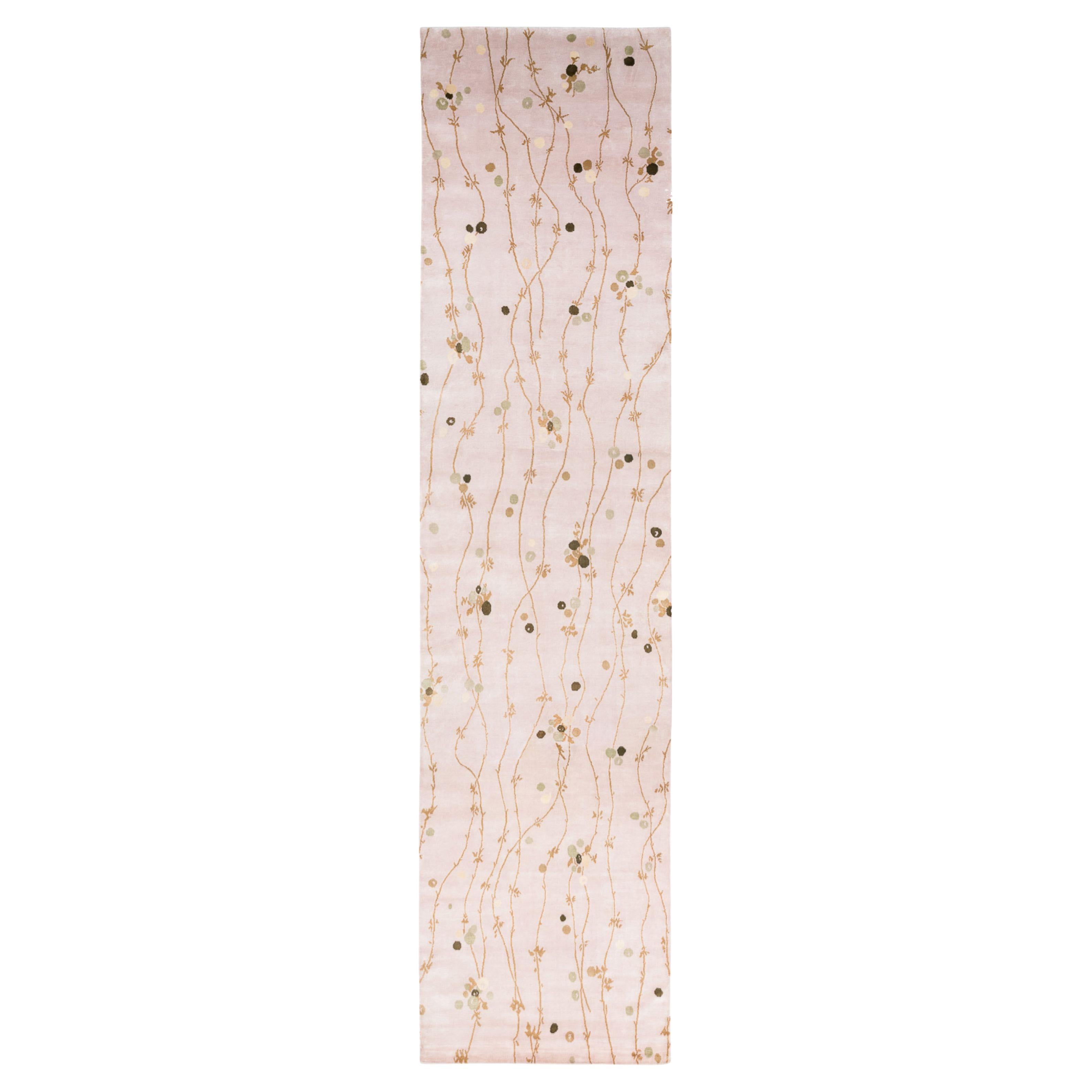 Japanese Vine Abstract Organic Luxury Silk Runner Rug by Joseph Carini