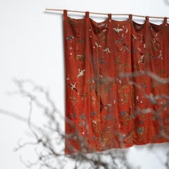 Japanese Vintage Benibana Safflower Curtain, 1800s, Japan