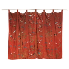 Japanese Vintage Benibana Safflower Curtain, 1800s, Japan