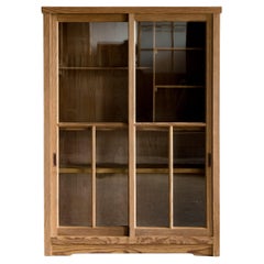 Mobile d'epoca giapponese con ante in vetro, Showa 1926-, finitura Nature