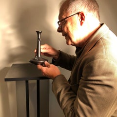 Japanese Vintage "Climbing Frogs" Hand Cast Bronze Bud Vase, Fine Patina