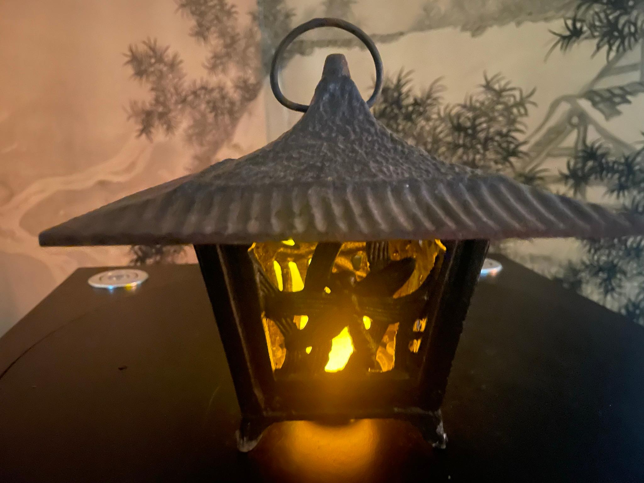 Hand-Crafted Japanese Vintage Dragonfly Lantern With Monkey Suspension Hooks  For Sale