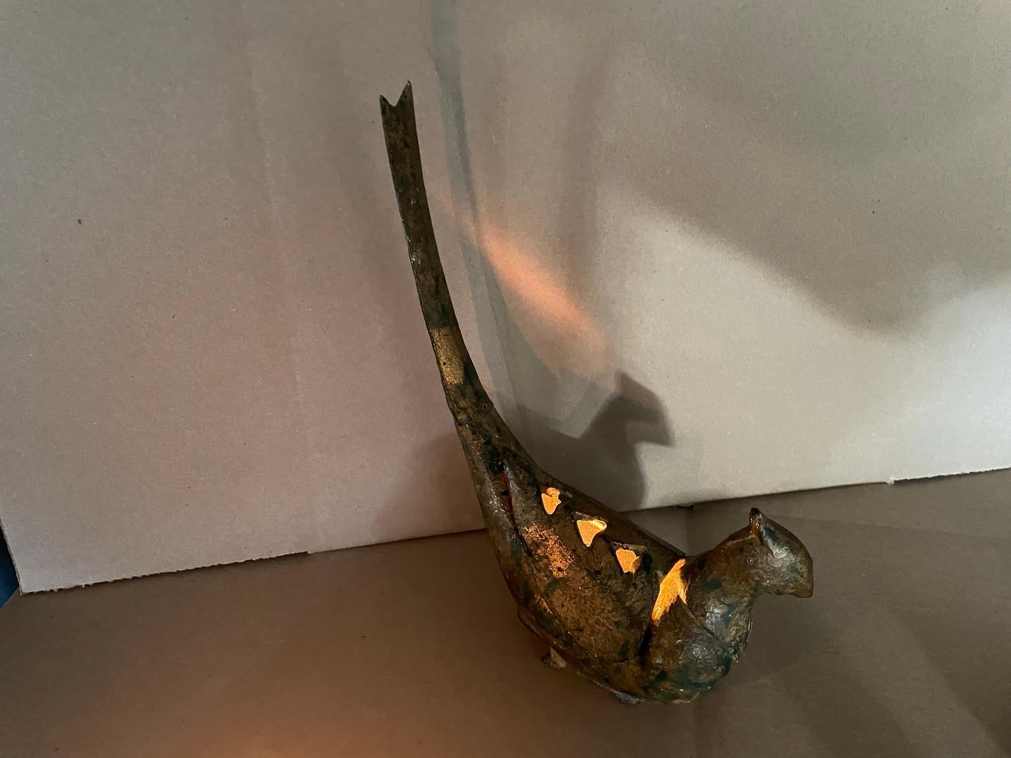 Showa Japanese Vintage Gilt Pheasant Bird Lighting Lantern Censer