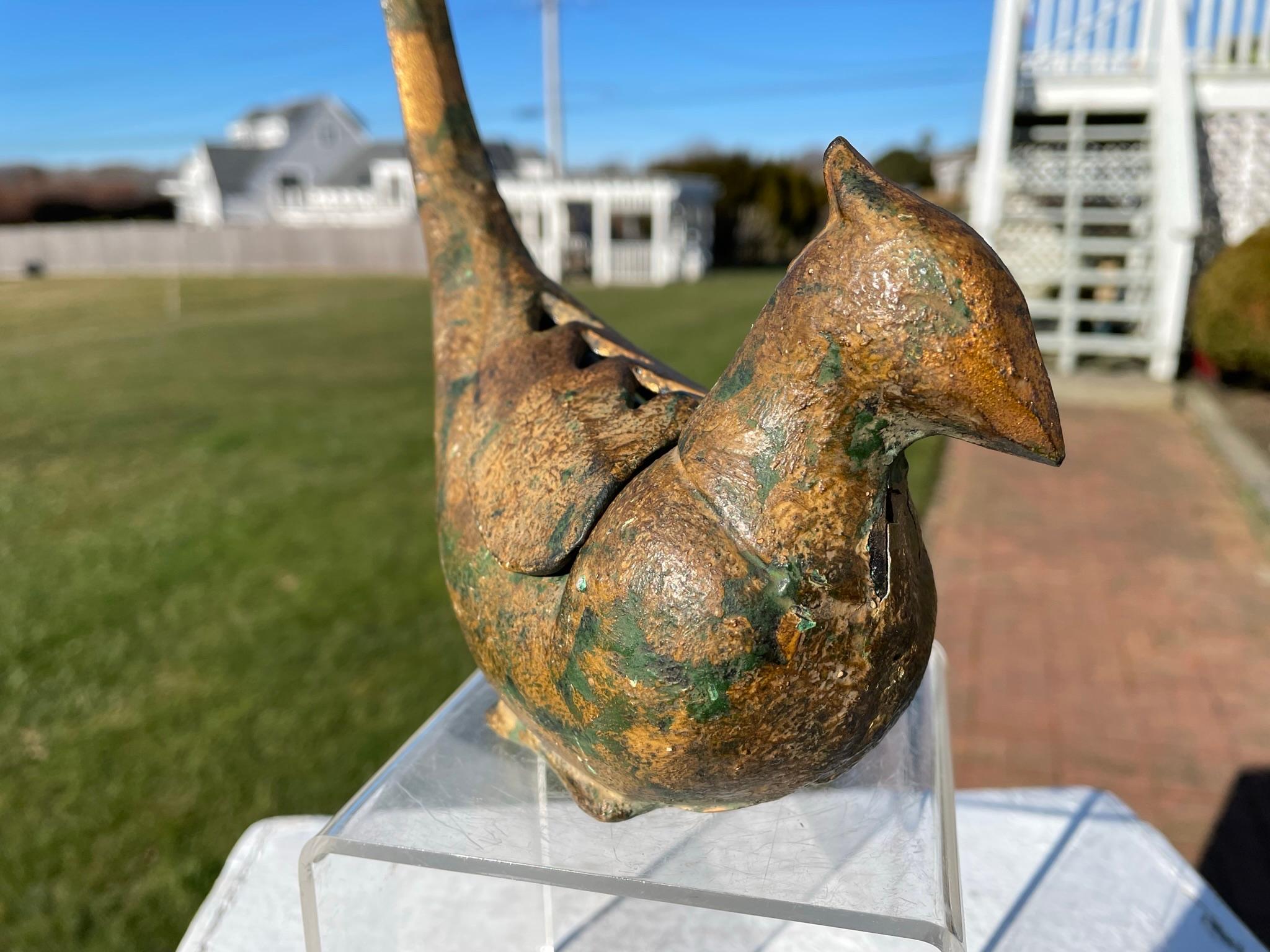 Japanese Vintage Gilt Pheasant Bird Lighting Lantern Censer In Good Condition In South Burlington, VT