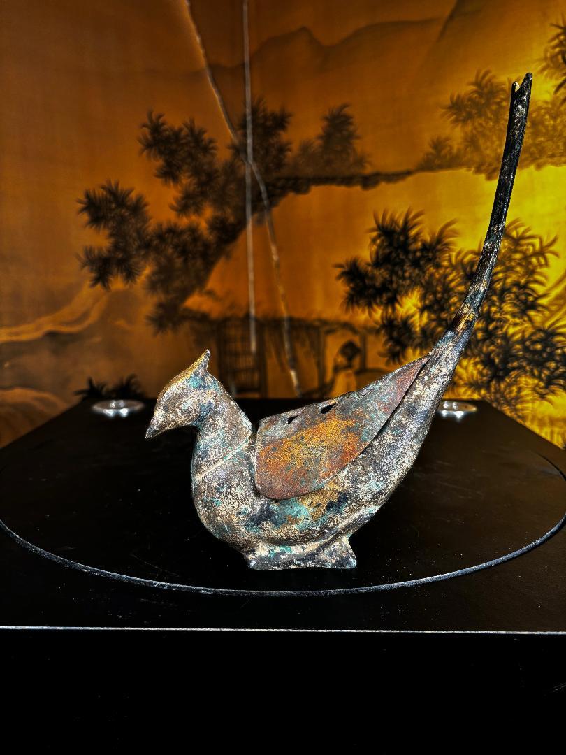 Showa Encensoir de lanterne japonaise vintage en vermeil avec oiseau faisan en vente
