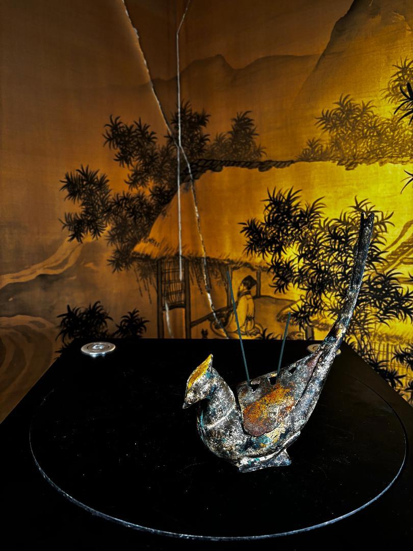 Japanische vergoldete Vintage Fasanenvogel-Beleuchtungslaterne Censer, vergoldet im Zustand „Gut“ im Angebot in South Burlington, VT