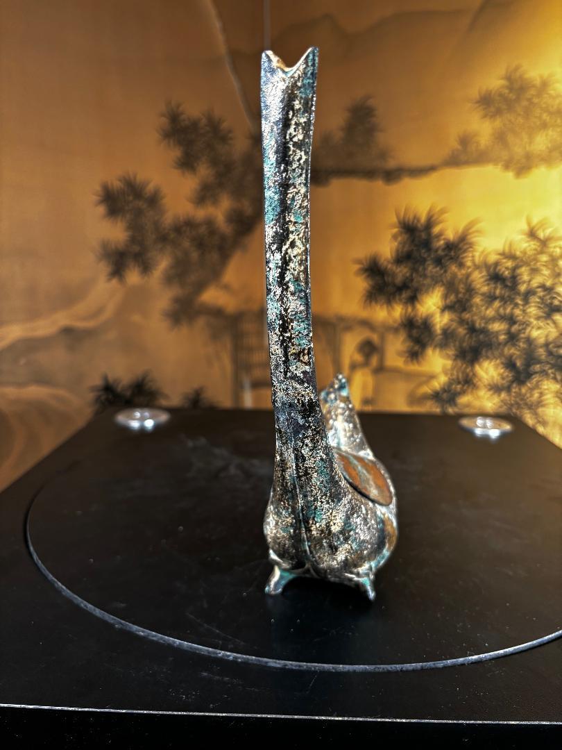 Encensoir de lanterne japonaise vintage en vermeil avec oiseau faisan Bon état - En vente à South Burlington, VT
