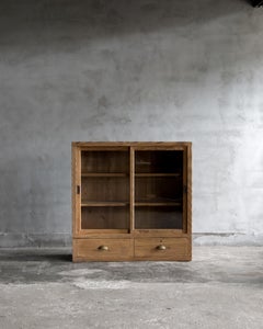 Japanese Vintage Glass Cabinet in Cedar Wood, Early Showa Period (1926–)