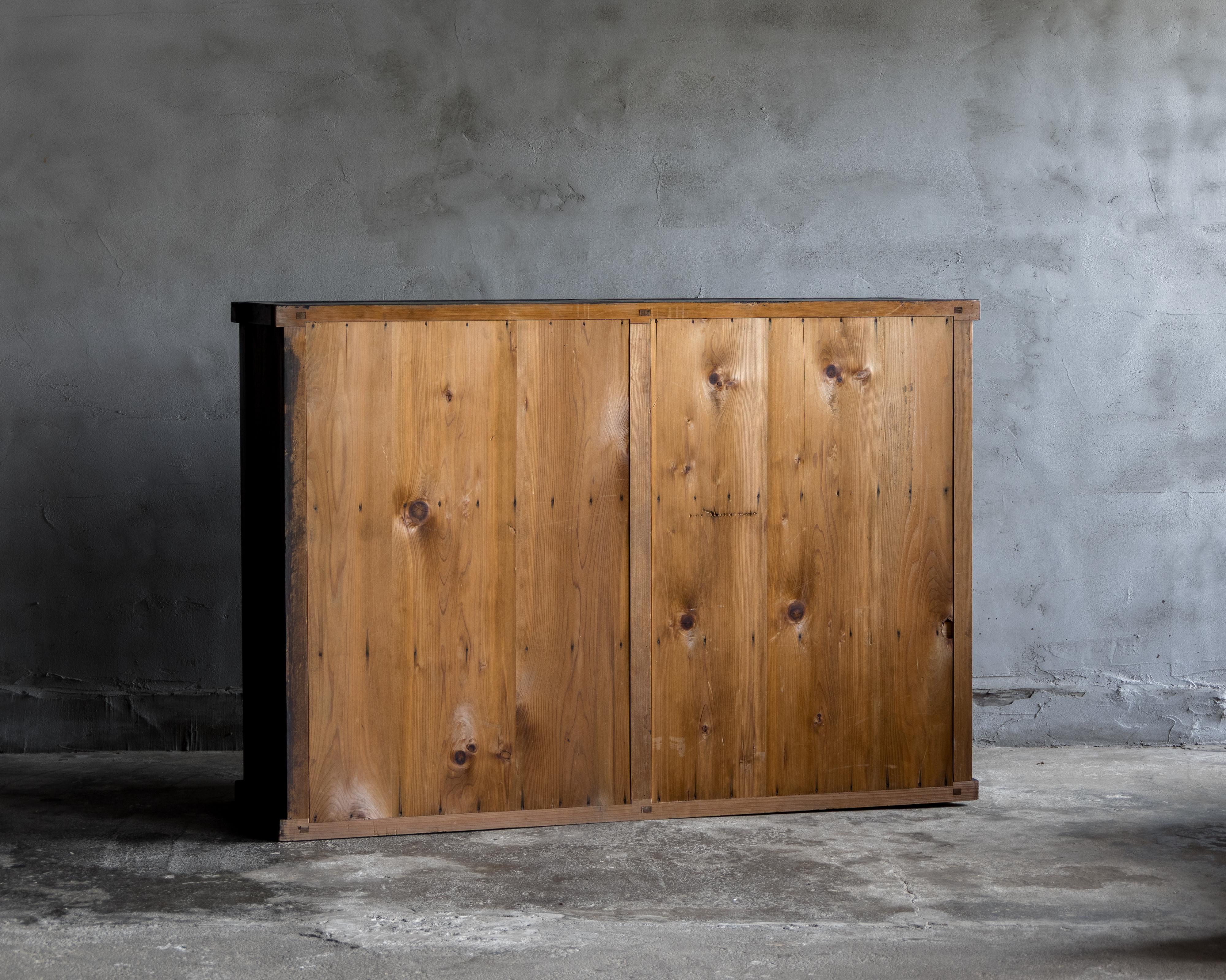Japanese Vintage Glass Sliding-Door Cabinet, Early Showa Period (1926–) For Sale 8