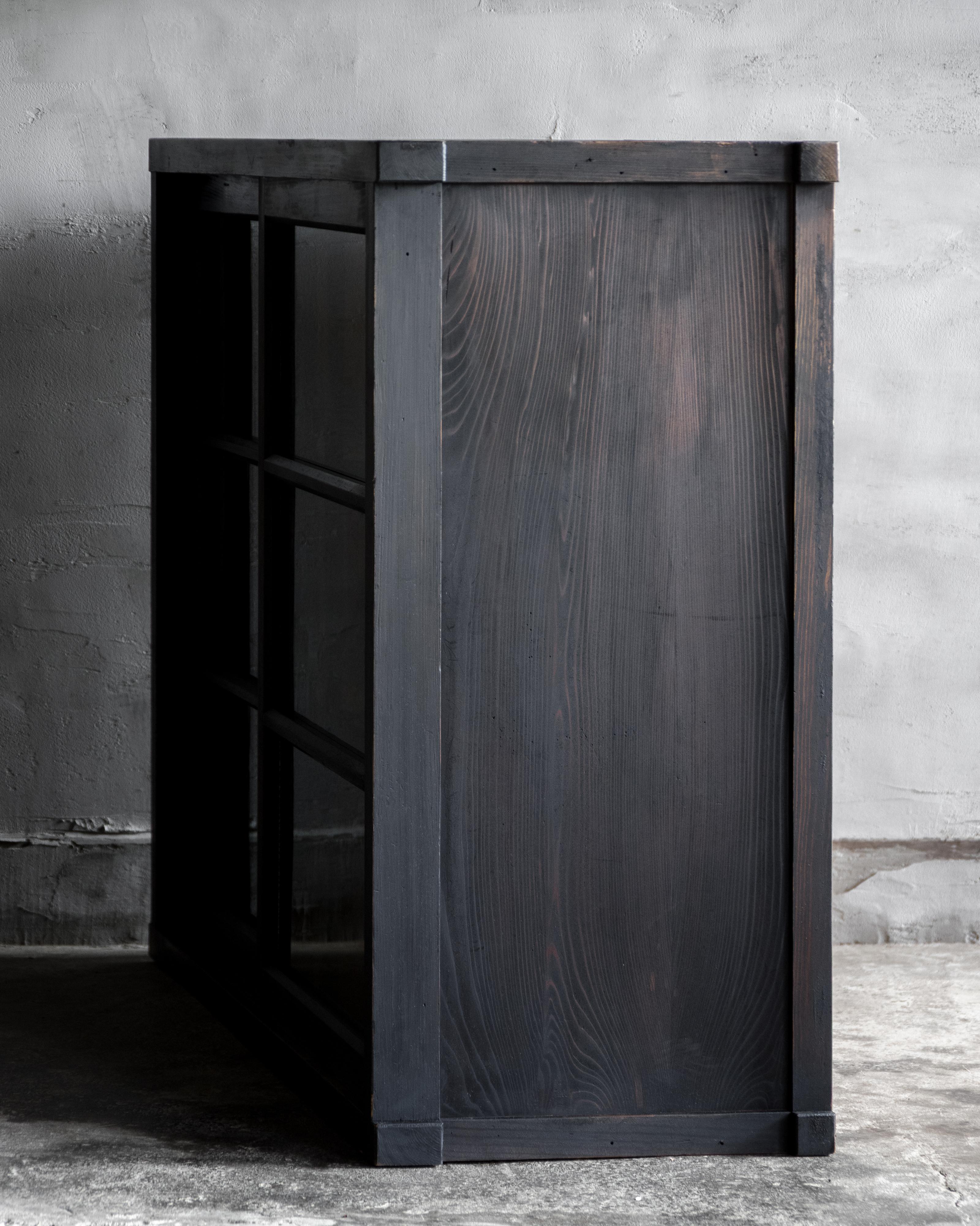 Japanese Vintage Glass Sliding-Door Cabinet, Early Showa Period (1926–) For Sale 9