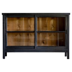 Japanese Vintage Glass Sliding-Door Cabinet on Legs, Early Showa Period (1926–)