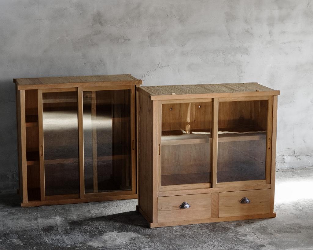 Japanese Vintage Glass Sliding Door Cupboard, Early Showa Period '1926-' 13