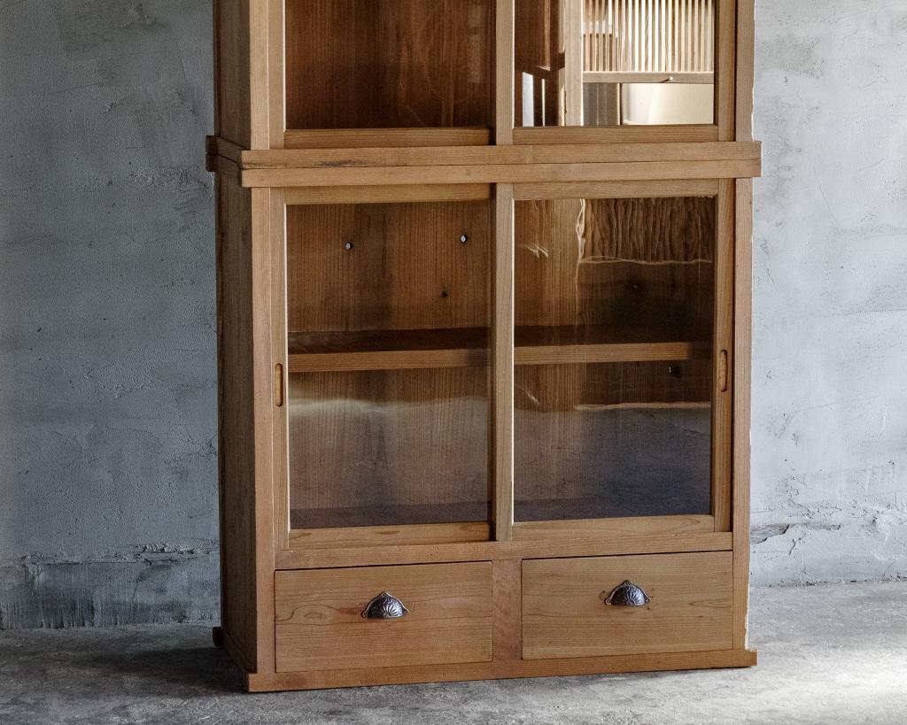 20th Century Japanese Vintage Glass Sliding Door Cupboard, Early Showa Period '1926-'