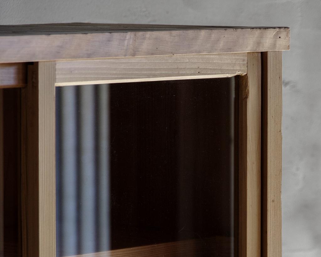 Wood Japanese Vintage Glass Sliding Door Cupboard, Early Showa Period '1926-'