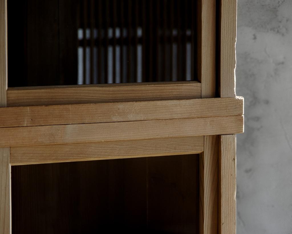 Japanese Vintage Glass Sliding Door Cupboard, Early Showa Period '1926-' 1