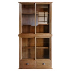 Japanese Vintage Glass Sliding Door Cupboard, Early Showa Period '1926-'
