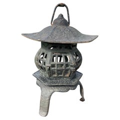 Japanese Vintage Heart Roof Garden Lighting Lantern, Signed Japan