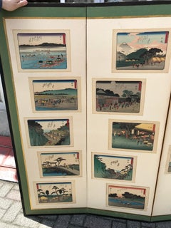 Japanese Vintage Screen After Hiroshige "Tokaido Road"  Byobu 28 Prints