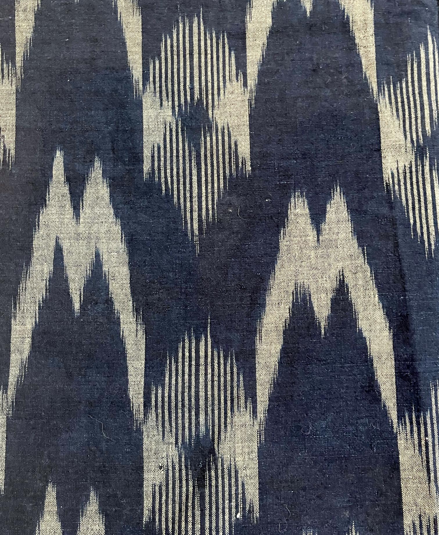 Hand-Woven Japanese Vintage Indigo Woven Ikat Kasuri Textile Panel  For Sale