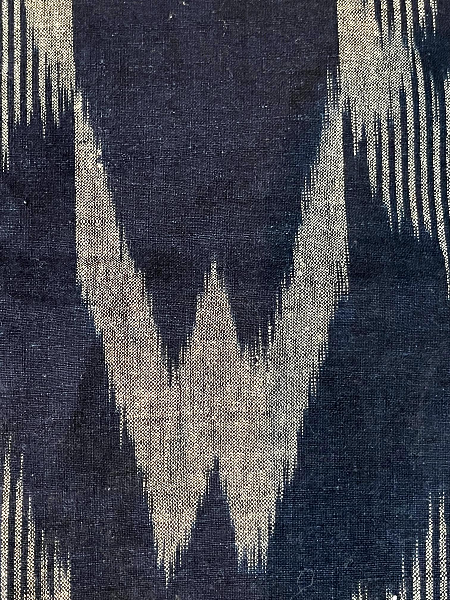 20th Century Japanese Vintage Indigo Woven Ikat Kasuri Textile Panel  For Sale