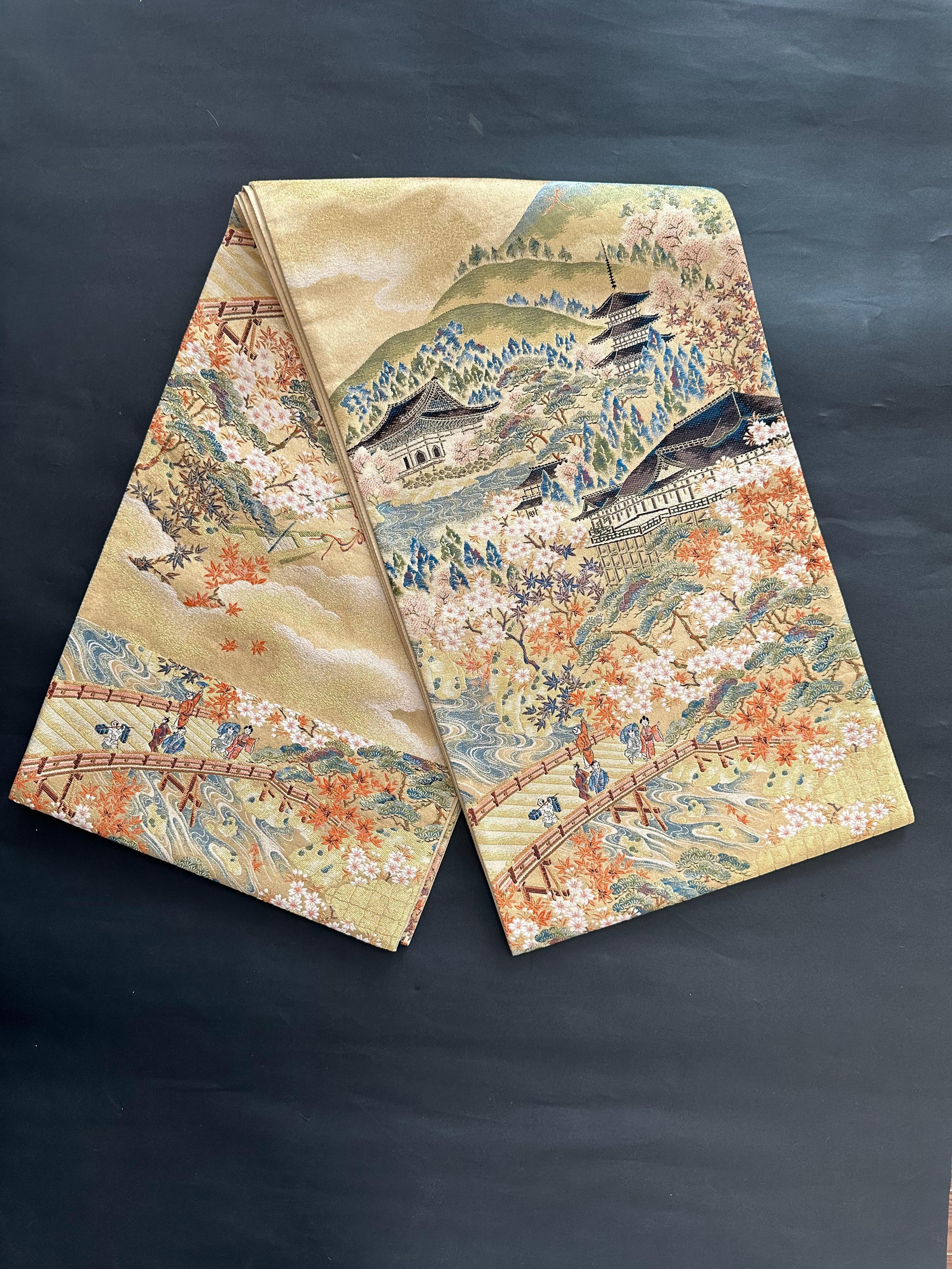 Embroidered Japanese Vintage Kimono Obi, 