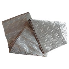Japanese Vintage Kimono Silk Belt Hexagonal patternSilver 1960s