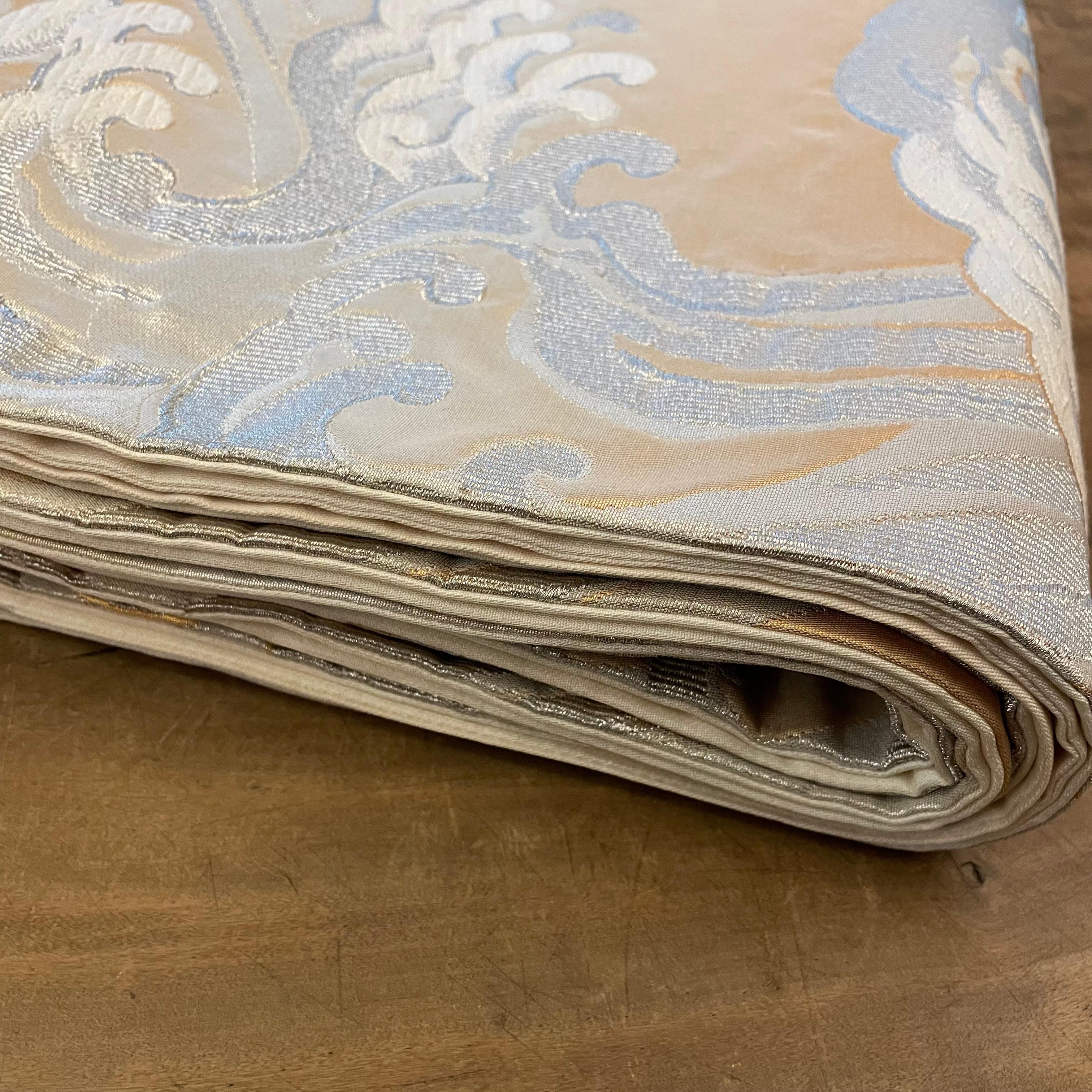 Japanischer Vintage Kimono Seidengürtel Obi Waves Gold und Silber 1960er Jahre im Angebot 4