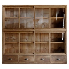 Japanese Vintage Large Glass Sliding Door Cabinet, Early Showa Period '1926-'