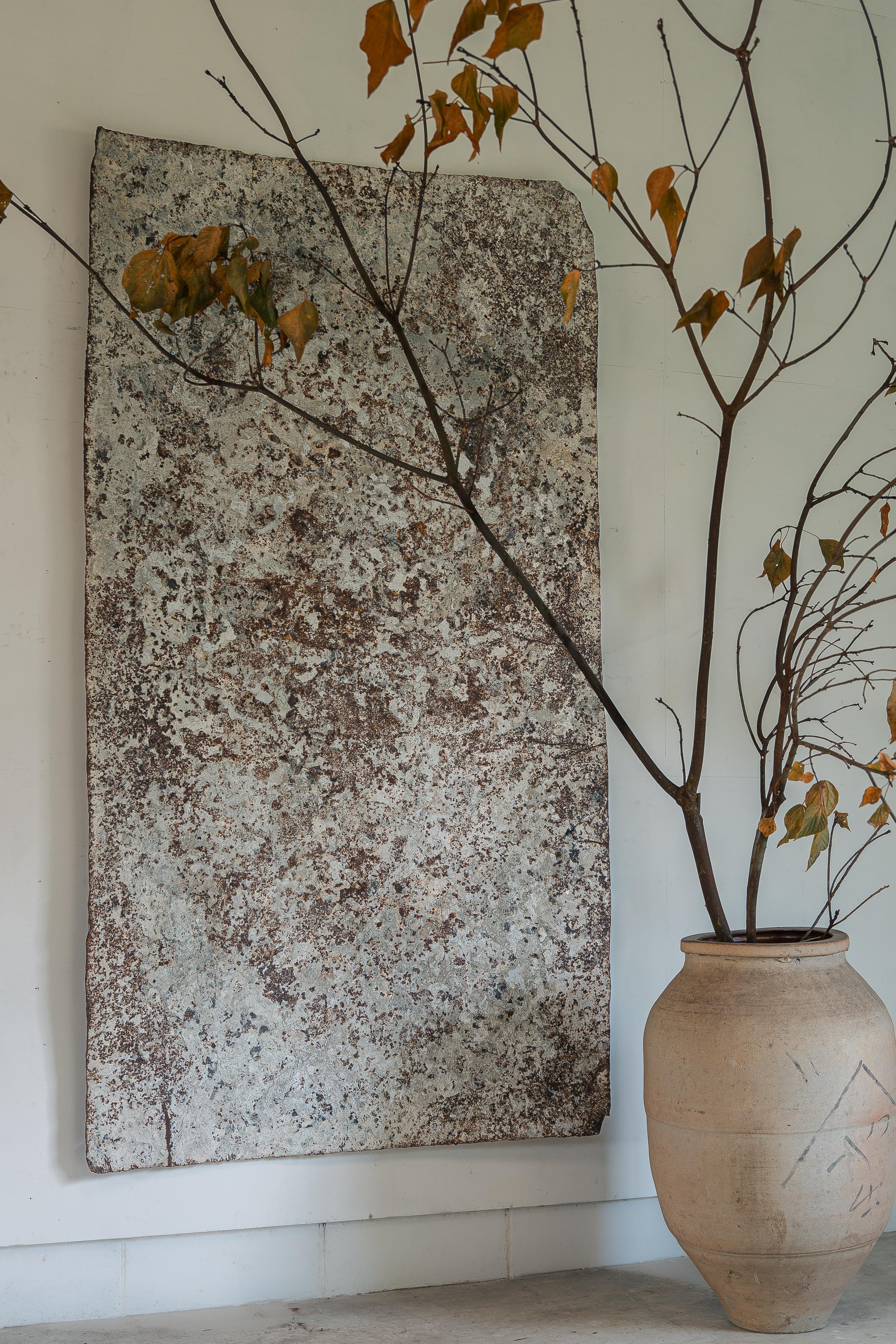 Industrial Japanese vintage large industrial rusty iron wall decor - wabi sabi objet d'art For Sale