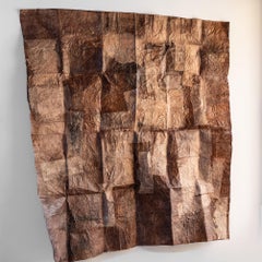 Japanese Vintage Large Persimmon-Dyed Patchwork Paper Curtain, Meiji Era, Japan