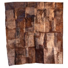 Japanese Vintage Large Persimmon-Dyed Patchwork Paper Curtain, Meiji Era, Japan