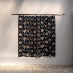 Japanese Vintage Linen Noren, Textile, Wabi Sabi, 19th Century