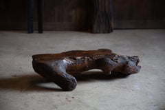 Présentoir vintage japonais en bois de racines vivantes, pièce d'art wabi sabi