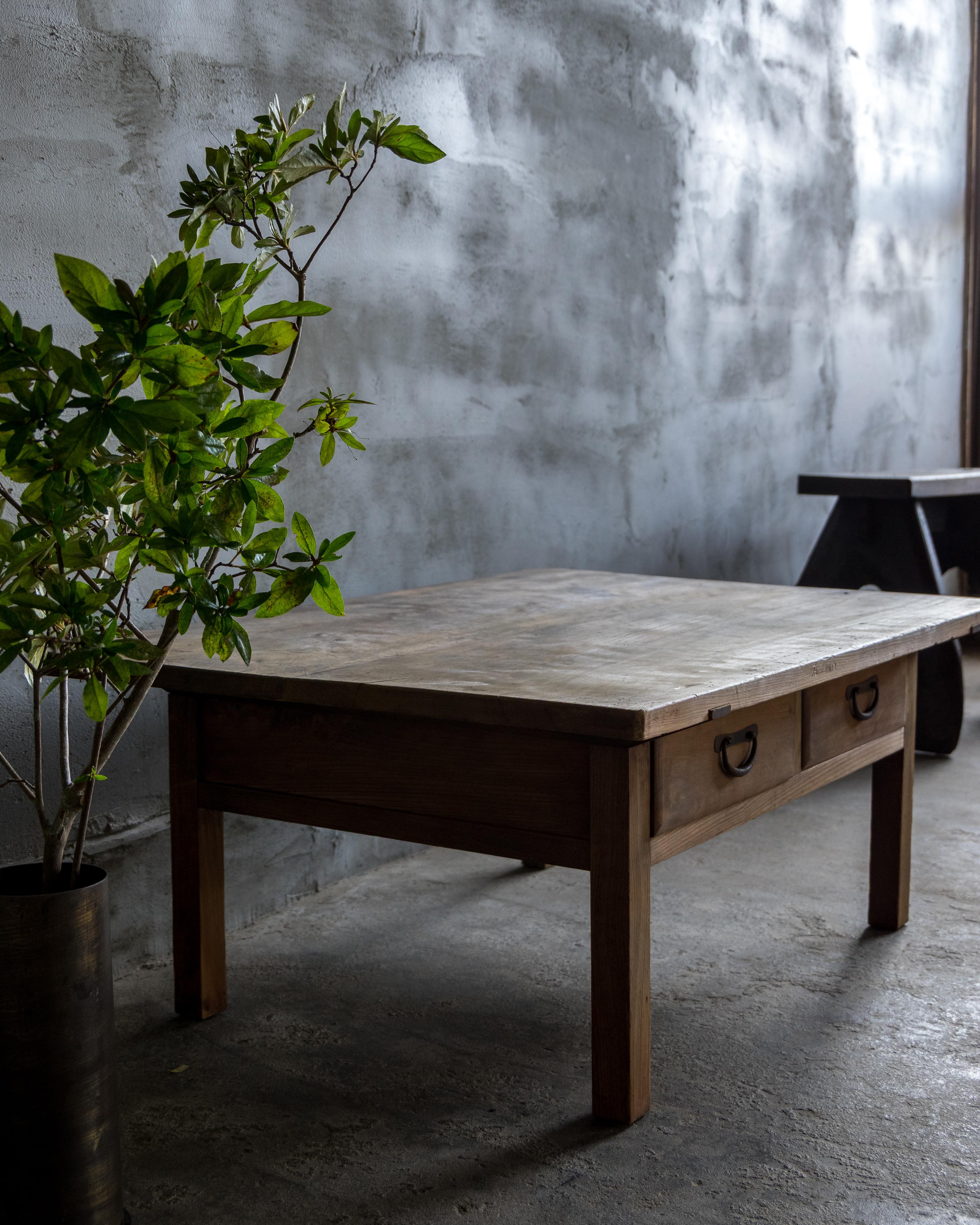 Cypress Japanese Vintage Low Table (Fuzukue), Early Showa Period (1926-) For Sale